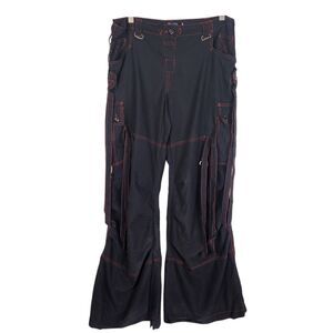VTG ILLIG Pants 90S Womens 11 Black Red Y2K Goth Rave Hip Hop Baggy Wide Leg